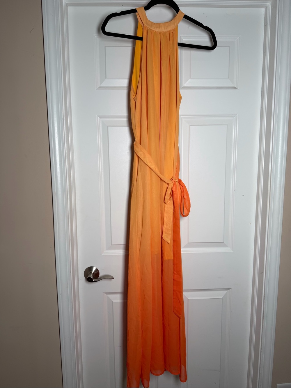 SHEIN Orange Ombre Halter Maxi Dress